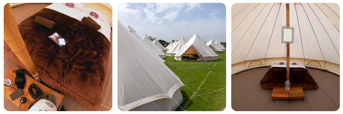 Images de tentes de glamping sur le Tourist Trophy