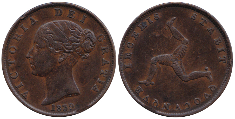 Demi penny de l'île de Man datant de la reine Victoria